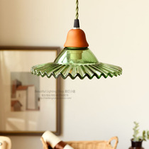 Single-head small chandelier Bedside lamp Simple American Country Restaurant lamp Retro Green Creative mini entrance lamp Glass