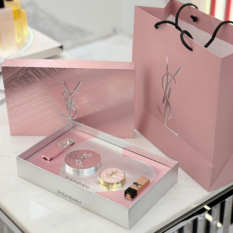 Ysl Saint Laurent Chinese Valentine's Day Limited Edition Cushion B10 Gift Box Limited Edition Lip Gloss 445 Gift Box Gift for Girlfriend
