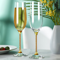 Creative Crystal Gold Foil Champagne Rotating Cup Holder Set High-end Wine Cup European Goblet Wine Cup