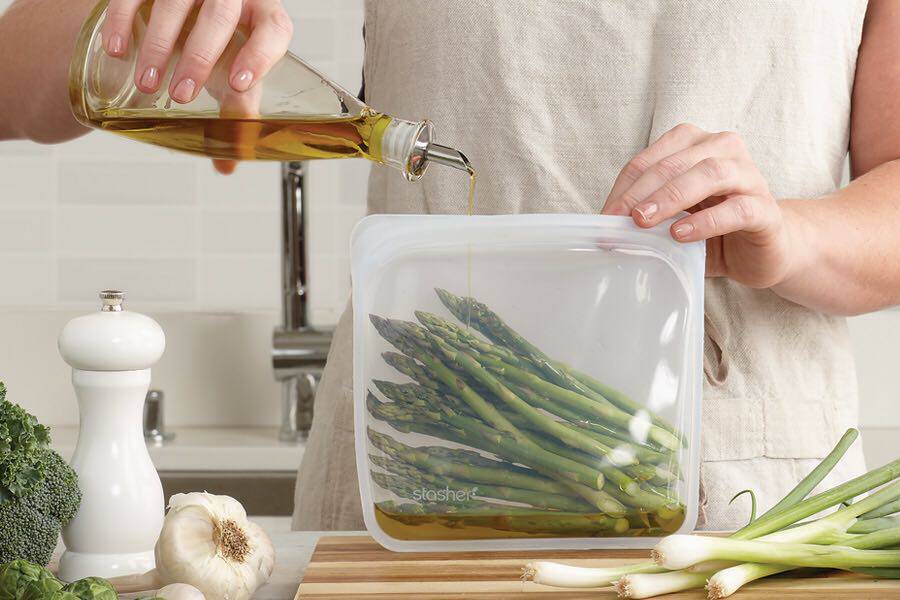American Stasher reusable environmental protection silicone cooking bag frozen fresh pickle bag M can not be shot alone