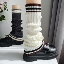 60cm American retro college style white knitted leg covers for women in autumn and winter ins trend smoke gray pile socks