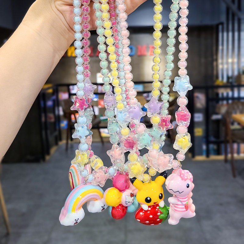 Children's luminous necklace bracelet set Princess jewelry baby cartoon cute accessories girl birthday gift toy