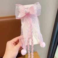 Розовая заколка для волос с бантиком