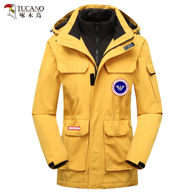 Woodpecker autumn and winter outdoor stormtrooper women's three-in-one detachable down inside windproof and cold proof clothing men's jacket