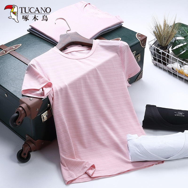 Woodpecker Ice Silk Quick Dry T-Shirt Women Elastic Breathable Exercise Half Sleeve Men Running Mountaineering Fitness Short Sleeve Summer Thin Model