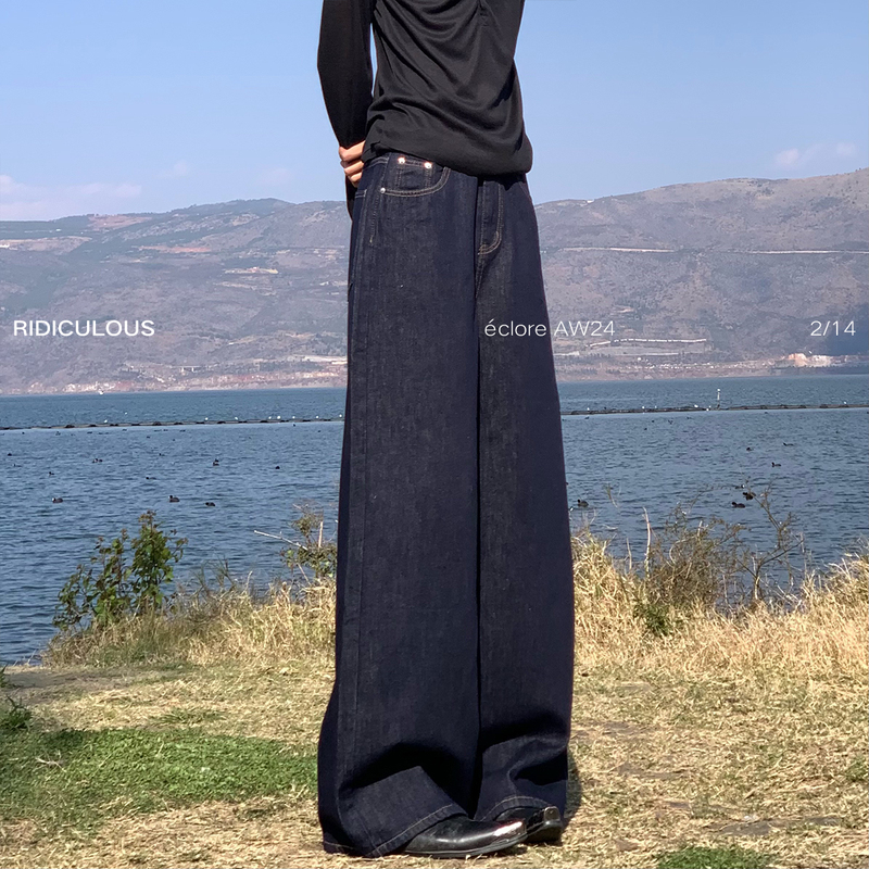 Ridiculous【Anthony Dao】Niche Design Vintage Washed Distressed Jeans Loose Wide-Leg Pants Trendy
