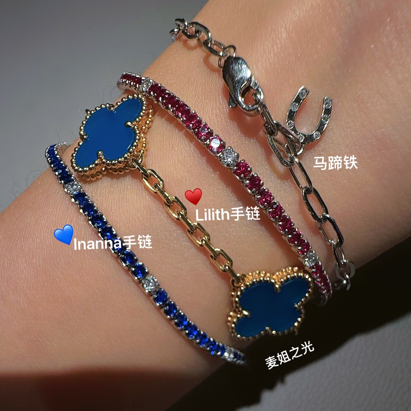 Lilith Dark Night Rose | Blue Moon Dream Inanna 925 Silver Diamond-Encrusted 3mm Bracelet Original Design by Sister Mai