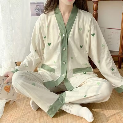 网红甜美小爱心纯棉月子服夏季