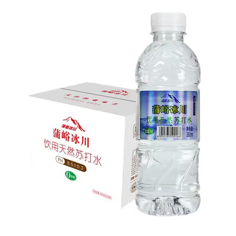 蒲峪天然苏打水整箱360ML12瓶弱碱pH8.5饮用水无糖无汽矿物矿泉水