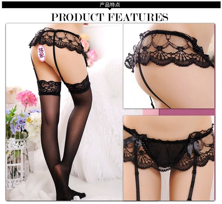 Garter set quần lót ren vớ dài vớ vớ T đồ lót đồ lót gợi cảm vớ gợi cảm gợi cảm - Nịt Tất