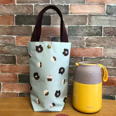 Portable waterproof Bento bag large Cup bag canvas stew bag bag heat preservation bucket bag student with rice bag