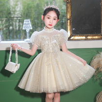 Girl Princess Dresses High-end Dresses Flowers Children Wedding children Summer Lionings Dress Little Girl Foreign Air Fluffy Dress