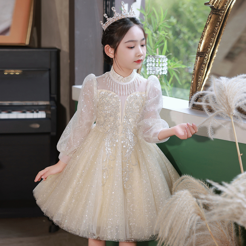 Princess Dress, Girl's Classy Dress, Gauze Dress, Birthday Party, Flower Girl, Wedding, Kidsren's Host, Piano Performance Costume