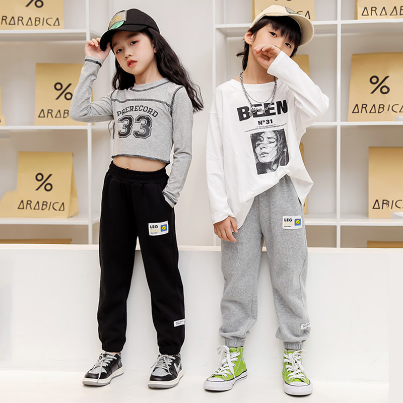 Boys' sweatpants 2022 spring and autumn new outer wear girls' casual thick cotton pants middle and small children's loose children's long pants trend