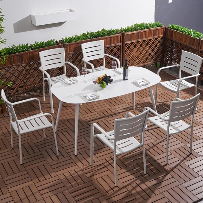 Outdoor tables and chairs all aluminum dining table and chairs combination cafe courtyard open-air bar swing tables and chairs Nordic leisure tables and chairs