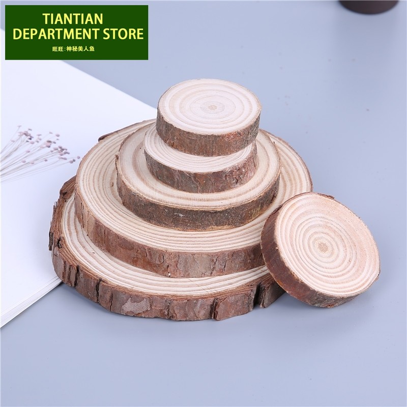 Christmas decoration natural pine round wood chip bark