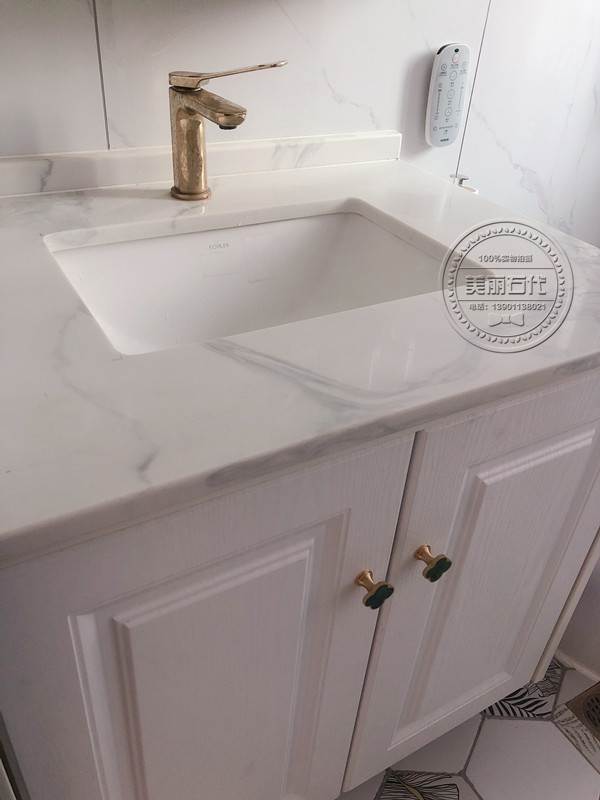 Custom washing table surface quartz stone bath cabinet table top white stone hand wash table dressing room table surface
