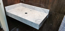Marble in flower white countertop toilet stone handwashing table surface washout table steel frame supporting stone countertops