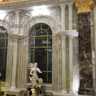 Natural jade Marble background wall Jade European-style background decoration Marble cylinder Jade Roman column