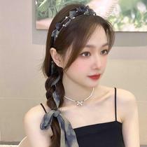 Detachable super fairy streamer double-layer hair hoop ribbon womens hair tied for summer departure with headband integrated hairpin