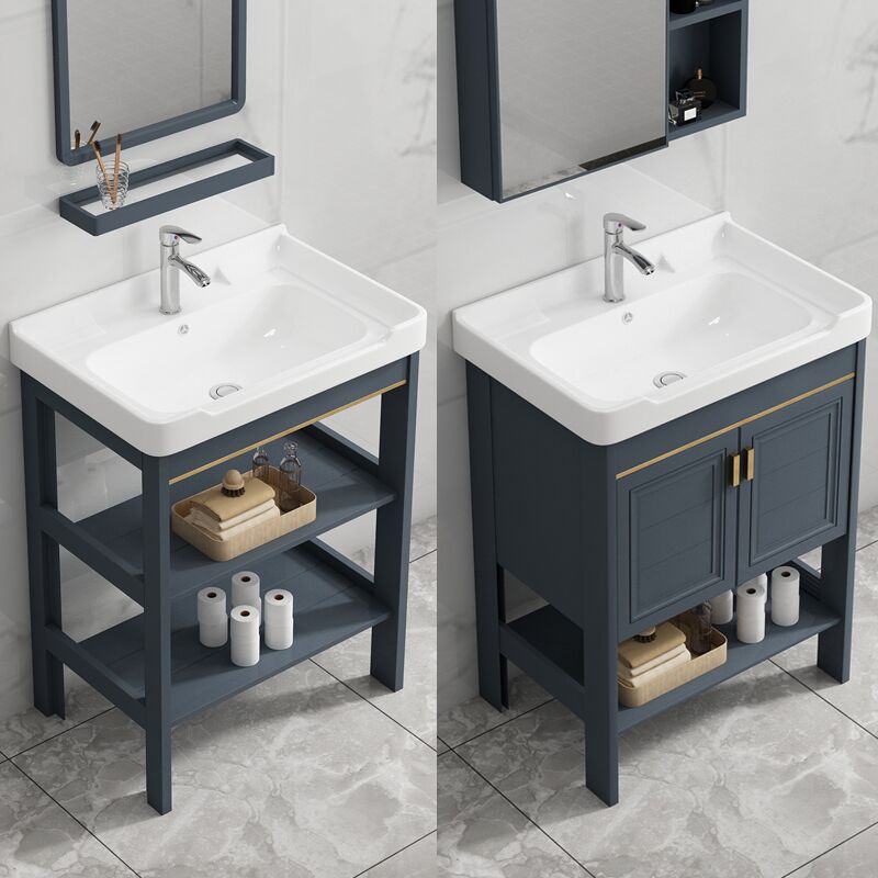 Space aluminum floor-to-ceiling washbasin bathroom cabinet combination small apartment simple balcony bathroom washbasin washbasin