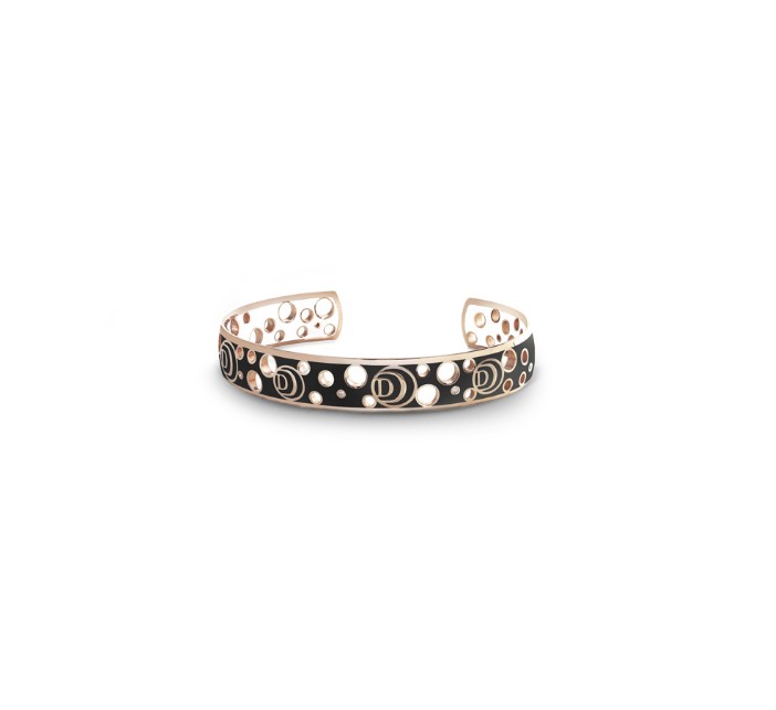 Damiani Damianissima rose gold multi-diamond white and black ceramic bracelet open bracelet bracelet