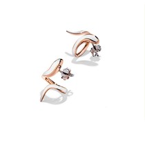 Lady Micah Damiani Eden white ceramic rose gold multi-drill earrings Snake Ear Nail Fashion Earrings