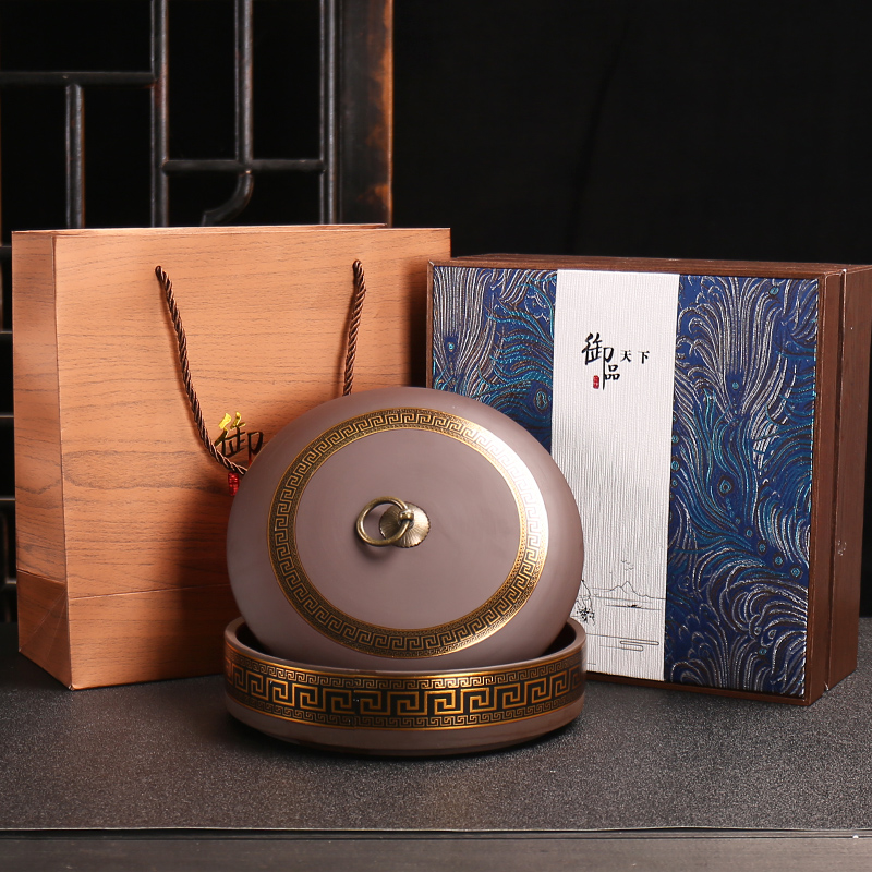 Pu 'er tea box packing box of high - grade empty box violet arenaceous caddy fixings ceramic grain tea cake tin box