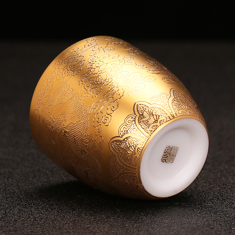 High - grade tea gold gold, 24 k gold master cup single kung fu household ceramics single cups of tea cups
