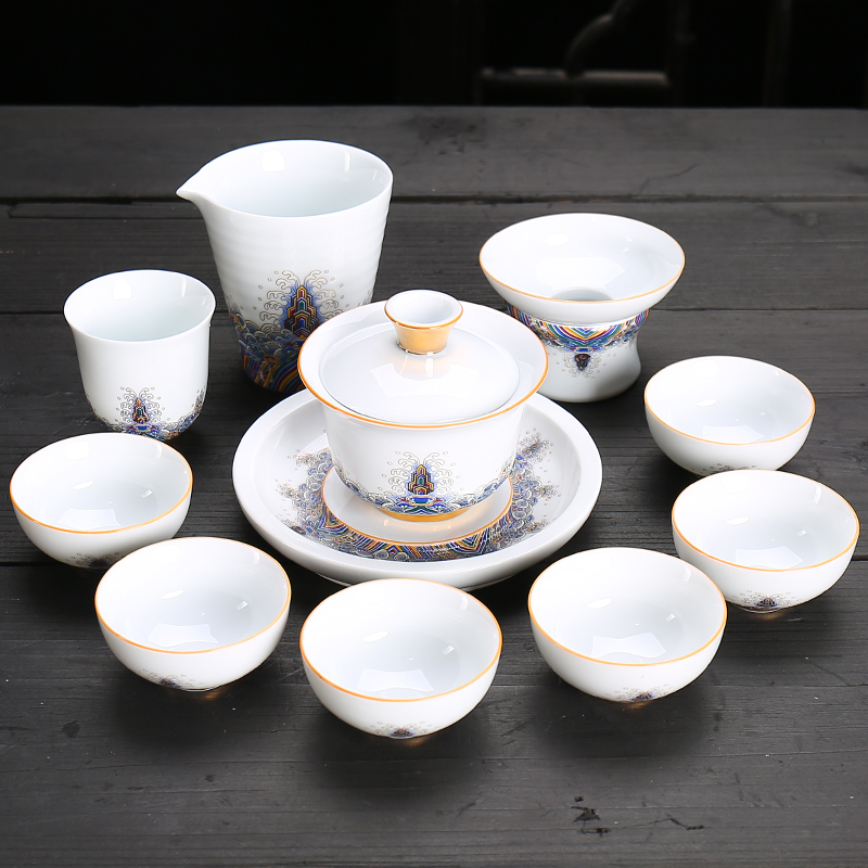 Devoted to inflammation of a complete set of tea service contracted tea ware colored enamel porcelain kung fu tea tureen tea cups restoring ancient ways home outfit