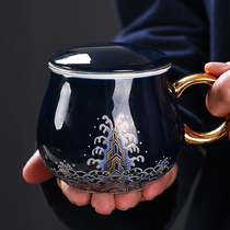 Forbidden City tea cup tea water separation Cup ceramic office filter Cup household large capacity Cup with lid customization