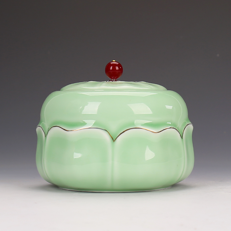 Devoted to inflammation creative celadon caddy fixings ceramic large seal pot household gourd furnishing articles puer tea custom box