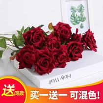  Simulation rose fake flower indoor living room decoration flower table flower arrangement anti-real rose flower flower bouquet arrangement