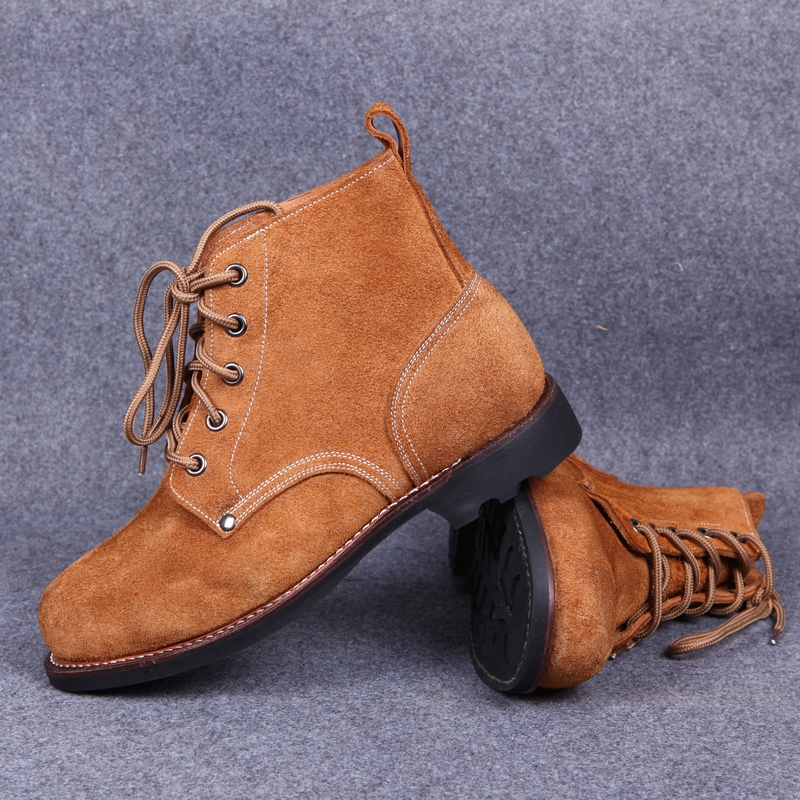 Turd Land Air Warrior Boots Online Bottom Retro High Waist Big Heads Leather Shoes Yellow Desert Boots Outdoor Hiking Shoes