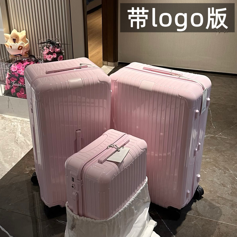Ballet Pink Suitcase with Label, 33inch Square-Shaped Sporty Pc Ultra-Light Spinner Suitcase, Carry-On Luggage 21inch