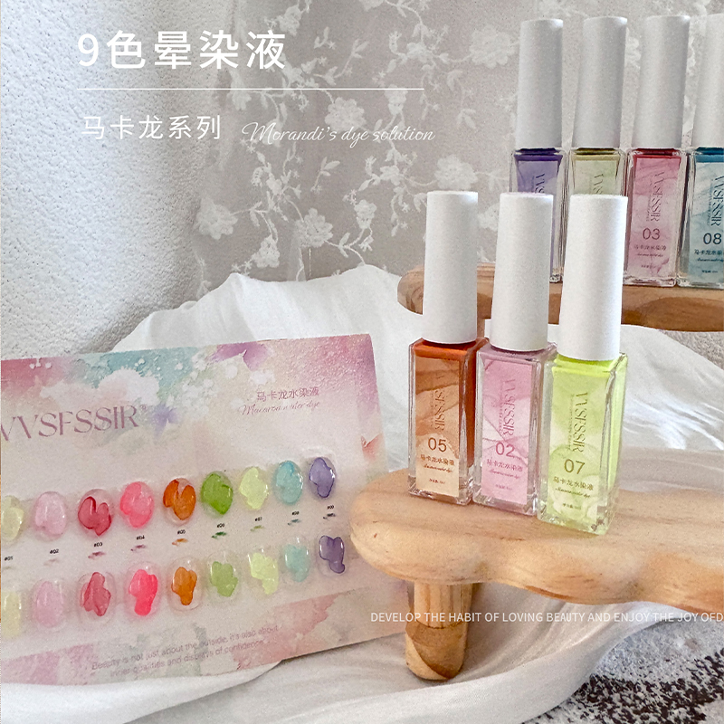 Vvsfssir Macaron Water Dye Liquid, Smudge Liquid, Nail Salon Exclusive Style, Quick-Drying Gradient Ink, Chinese Style