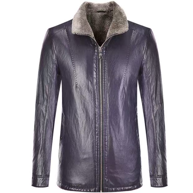 Mùa đông nam ve áo PU da áo khoác da cộng với nhung dày ấm cổ áo cổ áo lông xe máy áo khoác vest nam