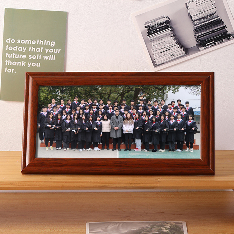 Graduation Group Photo Frame, Solid Wood Long Photo Frame, Commemorative Group Photo Frame, Slim Photo Frame for Wall Hanging