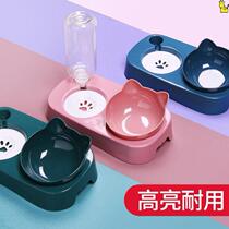 Dog rice bowl drinking one dog bowl double bowl automatic drinking dog food bowl eating cat bowl cat pet supplies prevention