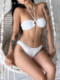 DOLCEVITA French resort tube top bikini white romantic push-up high slit hip-revealing split swimsuit for women
