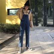 . Mùa thu đông 2018 quần mới cho nữ quần lửng ống loe lão hóa thẳng quần dụng cụ móc móc denim - Quần jean