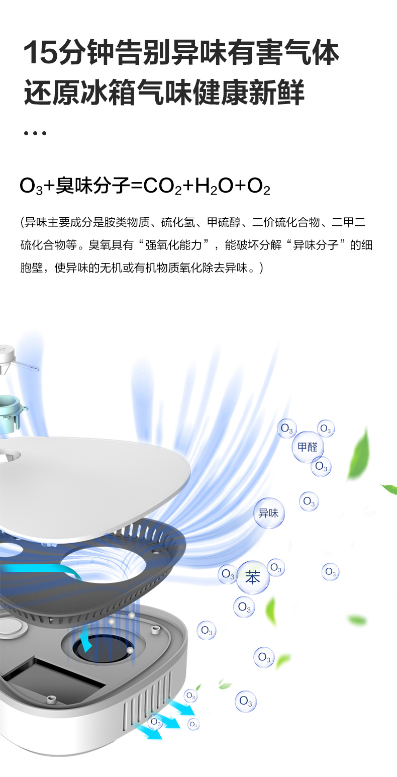艾美特 空气净化器 臭氧除菌除异味 循环使用无耗材 图6