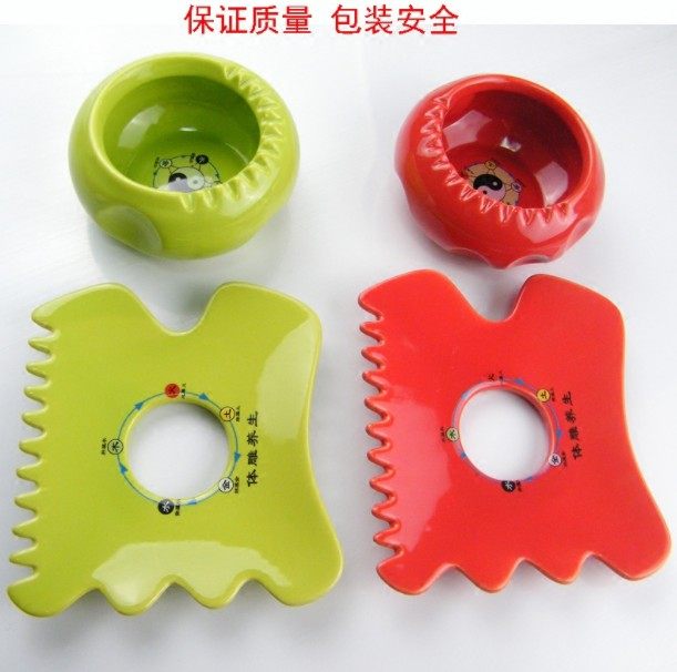 Ceramic Body Engraving Plate Jar Back Full Body Universal Massage New Five Lines Five Color Energy Body Carved Scraping Board Jar Meridians