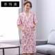 Naimao áo ngủ dài nữ mùa hè áo choàng cotton ngắn tay trung niên mẹ trung niên yukata bông ngủ - Night Robe