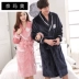 Naimao mùa thu cặp đôi áo ngủ dày flannel pyjama nam và nữ áo choàng lông cừu san hô áo tắm mùa đông dài tắm - Night Robe