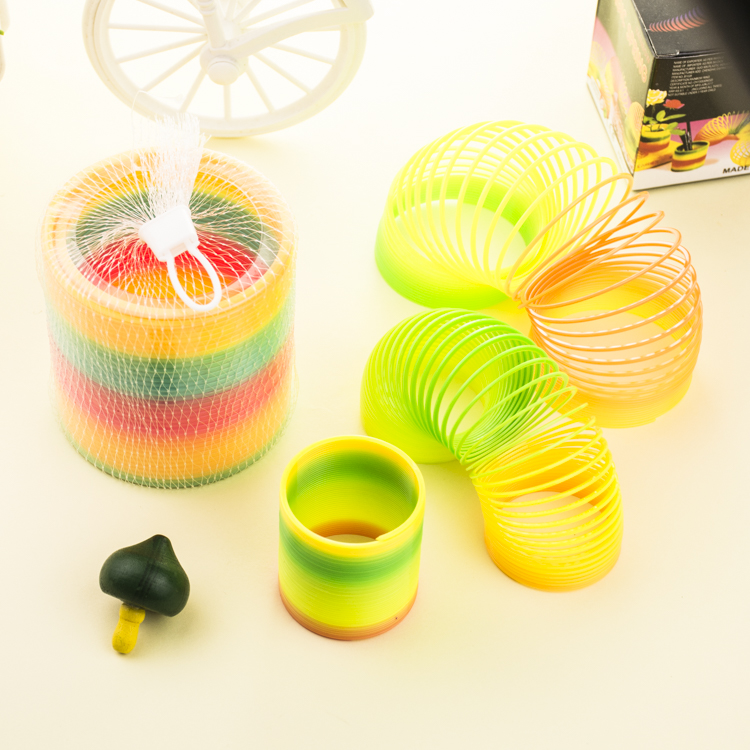 Rainbow ring children's puzzle spring ring ring coloured ring of the long-stacked ring early education small gift kindergarten prize