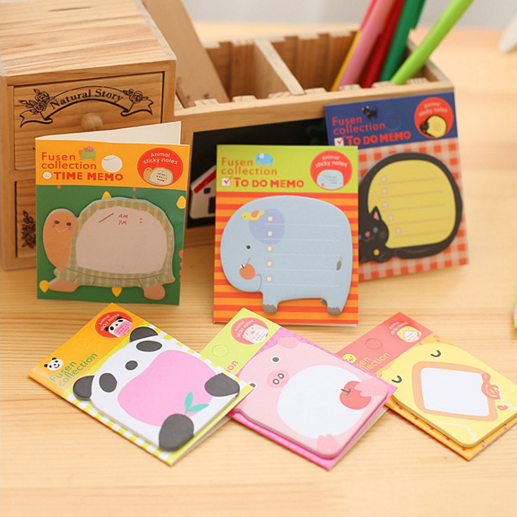 Cartoon animal post-it sticky tearable stickers Student stationery n times paste small fresh Korean style post-it notes