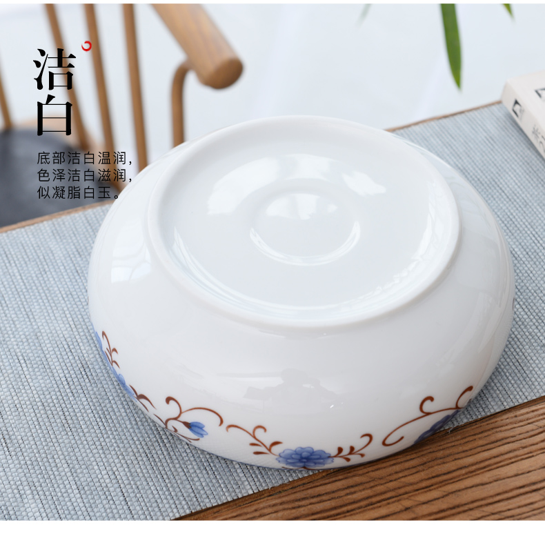 Tea to wash to the ceramic writing brush washer of blue and white porcelain bowl with kung fu Tea pot dishes cup refers to flower pot cultivation Tea accessories