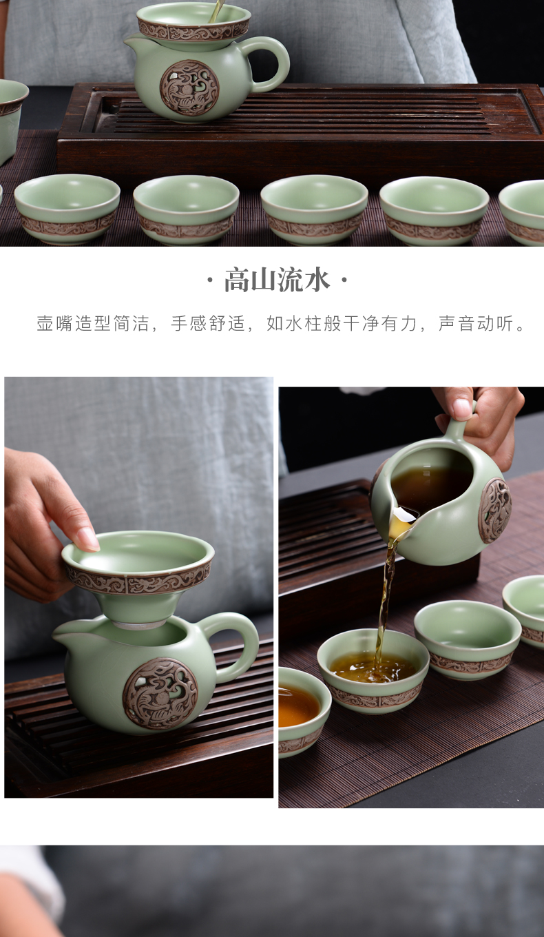 Household your up kung fu tea set suit creative ceramic cups of a complete set of domestic tea tureen teapot teacup combination