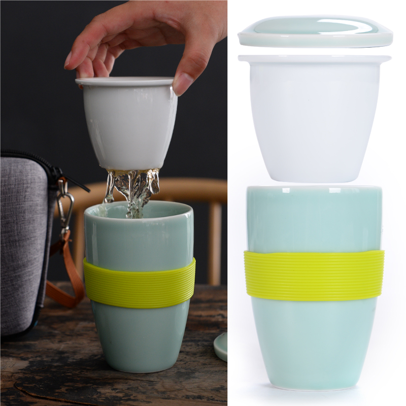 Individual cup of separation with cover tea tea cup with a cup of home office travel portable filtration ceramic cups